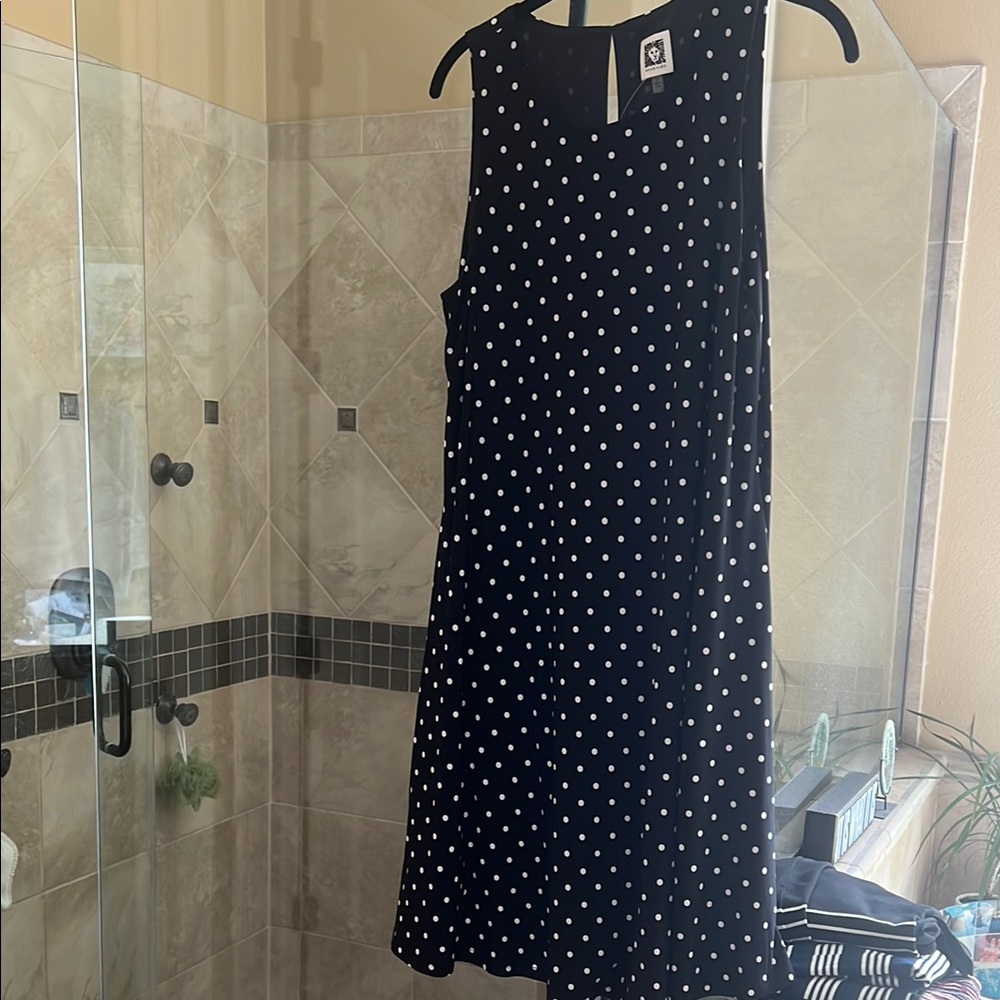 Anne Klein Elegant Black Polka Dot Dress